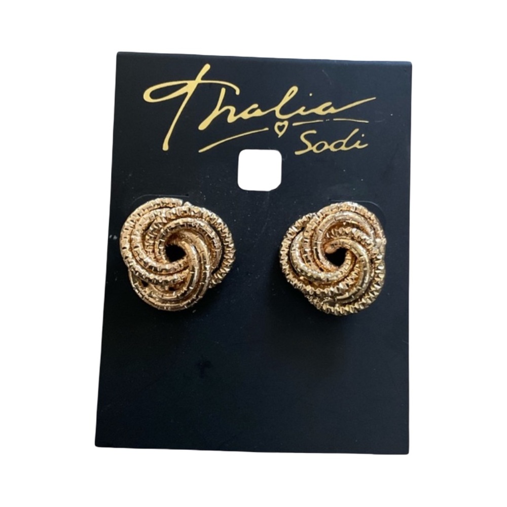 Thalia Sodi Gold Knot Earrings | Textured Twist Studs NWT Gift Ready